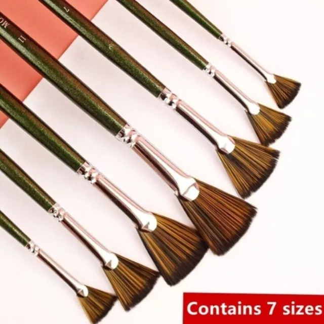 7PCS Pro Art Fan Painting Brushes Set Acrylic Oil Watercolor Artist Paint Brush