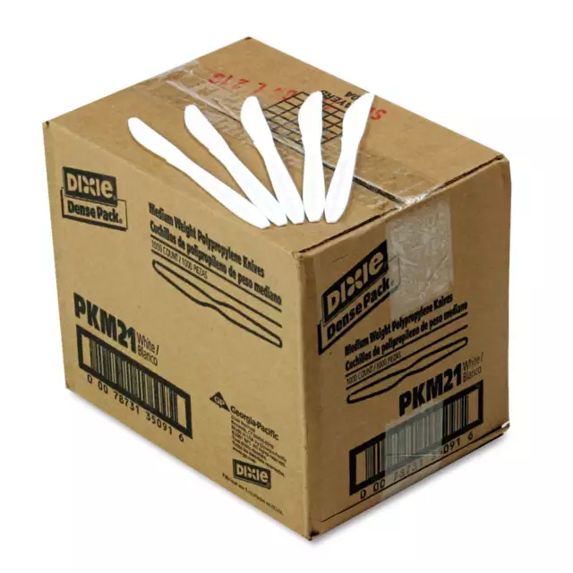 Medium-Weight Disposable Plastic Knives, White, 1,000 Count