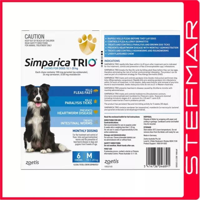 Simparica Trio 6Pack Medium 10.1-20kg