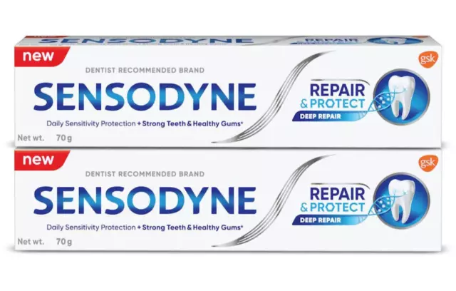 Sensodyne Repair & Protect Original MINT Deep Repair Toothpaste 70ml x2 Novamin