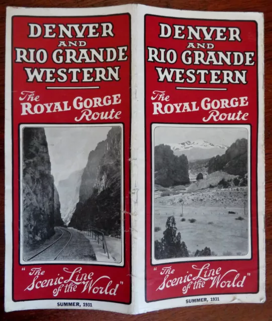 Denver & Rio Grande Western Royal Gorge Route 1931 Advertising Tourist Brochure