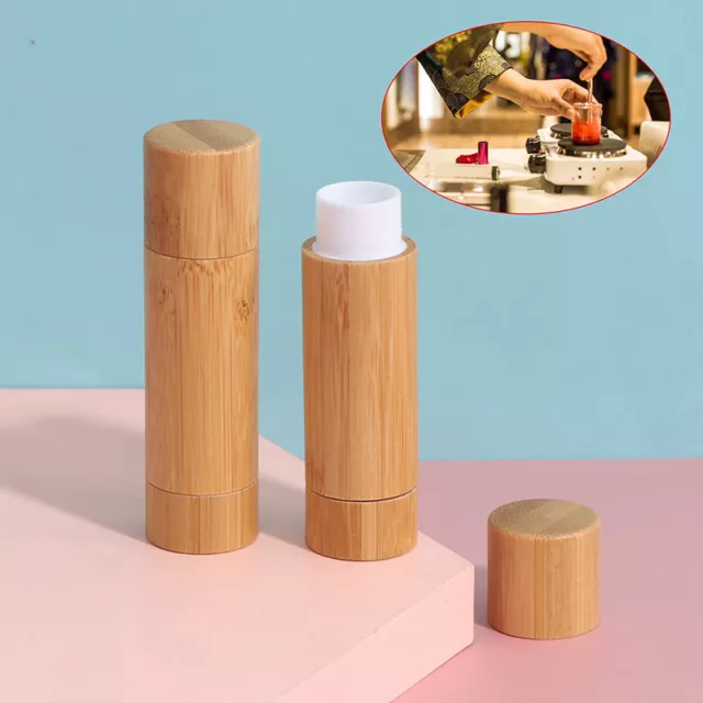 1Pc 4ml Natural Bamboo DIY Lipstick Empty Tube Cosmetic Container Travel Bot SN❤