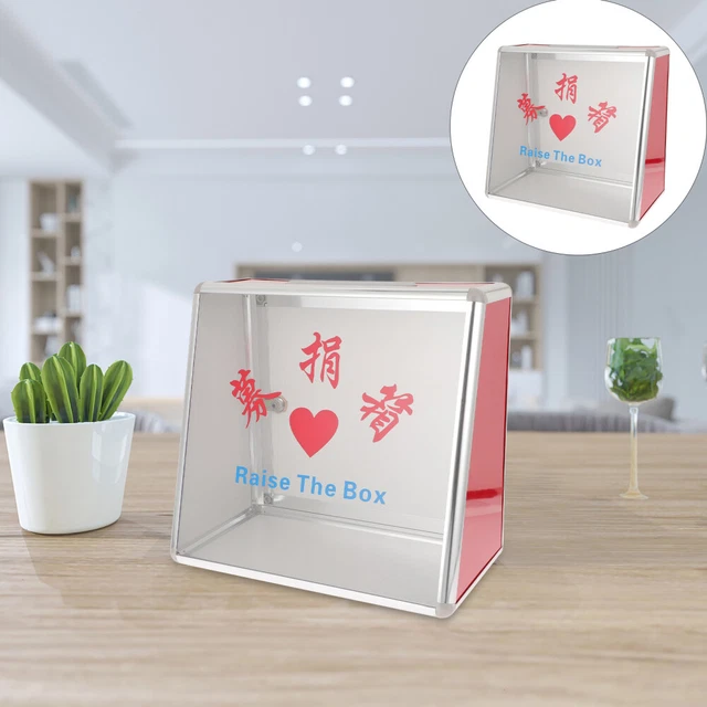 Love caja de donación colección de aleación de aluminio campo de comentarios para caridad