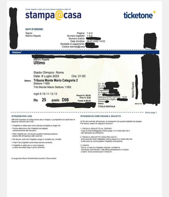 2 biglietti concerto Ultimo