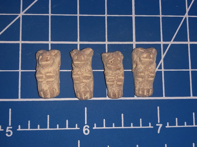 4 South American Native Taino Stone Fetish Effigy Beads / Pendants