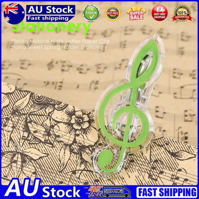 Plastic Musical Note Letter Paper Clip Piano Sheet Holder (Green)