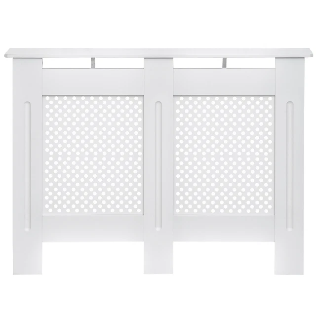 HOMCOM Copritermosifoni Traforato Moderno in Legno MDF 111.5x82x19cm Bianco