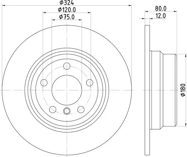 Mintex Brake Discs Pair S 324:5 Rear Outer Diameter 324mm For BMW MDC1130