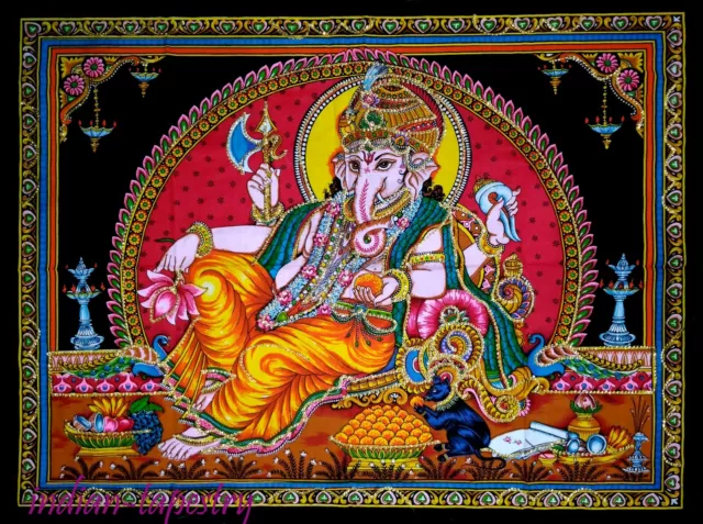 Lord Ganesh Sequin Poster Tapestry Religious Wall Hanging Home Decor Bohemian