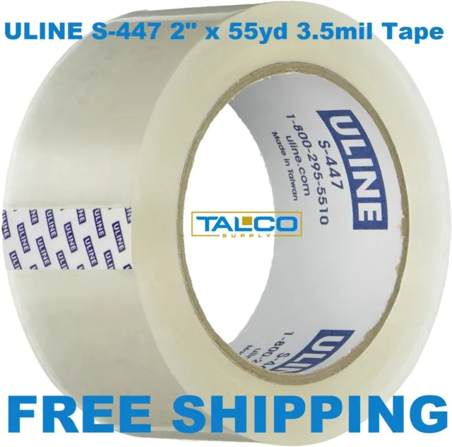 (6) ULINE S-447 2" X 55 Yds 3.5 Mil Heavy-Duty Packing & Shipping Tape Rolls
