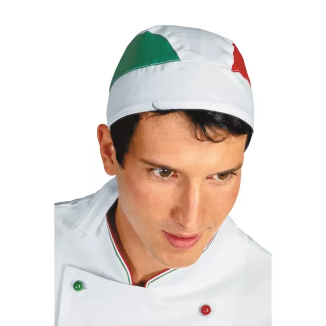 Bandana Cuoco Bianca Tricolore Italia Unisex Isacco chef cappello pizzaiolo