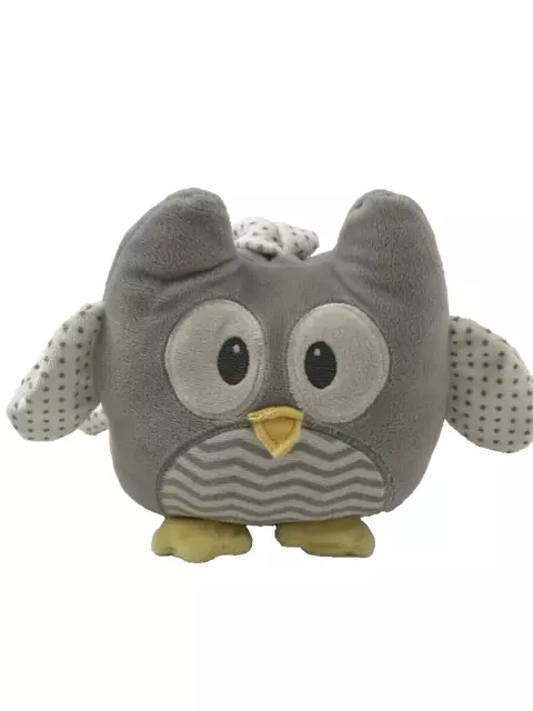 Baby Ganz Owl Pull Down Musical Stuffed Animal Twilight Plush Grey Yellow White