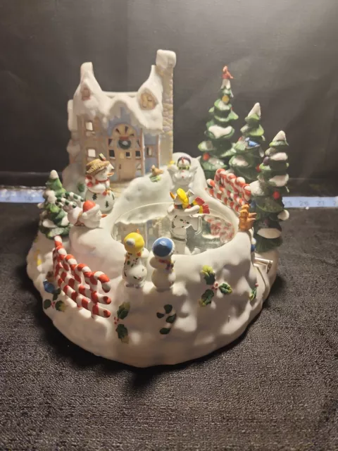 PartyLite Snowbell Candle Holder Snowmen Ice Skating Pond Musical Christmas