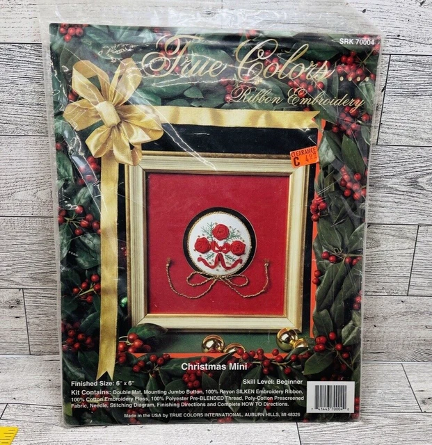 Mini Cinta de Navidad KIT Bordado Rosas Rojas Principiante Artesanía EE. UU. 6" Cottage
