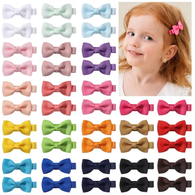 40 Pcs Baby Hair Clips Bows for Toddler Girls Fully Lined Baby Bows Hair