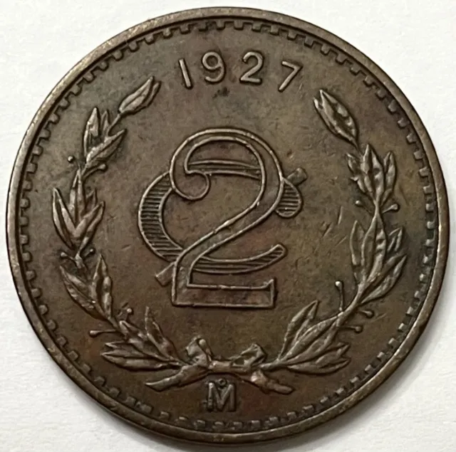 1927 Mo Mexico 2 Centavos Coin Mexico City Mint XF