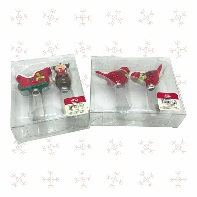 Cuchillos de queso embutidos esparcidores de vacaciones pájaro rojo cardenal reno de Navidad