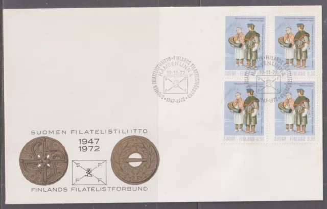 Finland 1972 National Costumes First Day Cover - Block 4 - Violet