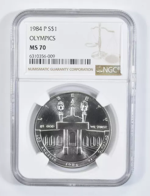 1984 P Olympic LA Commemorative Silver Dollar NGC MS70