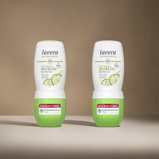 Lavera Deo Roll-on NATURAL & REFRESH mit Bio-Limette ohne Aluminium 2x50 ml