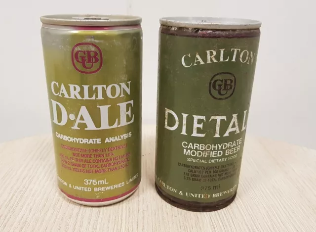 2x Vintage Carlton Dietale 375ml Beer Cans Empty