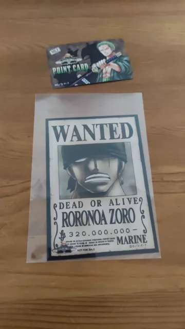 Point card Roronoa Zoro One Piece + Illustration Wanted Mugiwara Store Japan