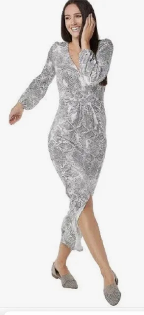 Haute Hippie Tribe Maya V-Neck Maxi Grey Python Snake Print Dress size 1X