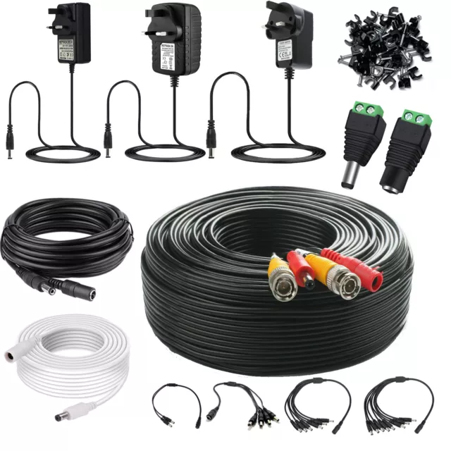 5M-50M BNC DC Power Lead CCTV Security Camera DVR Video Record Extension Cable