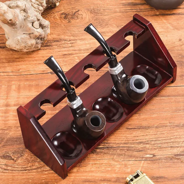 Wooden Tobacco Pipe Stand Rack Holder Display for 5 Smoking Pipes Shelf Stand
