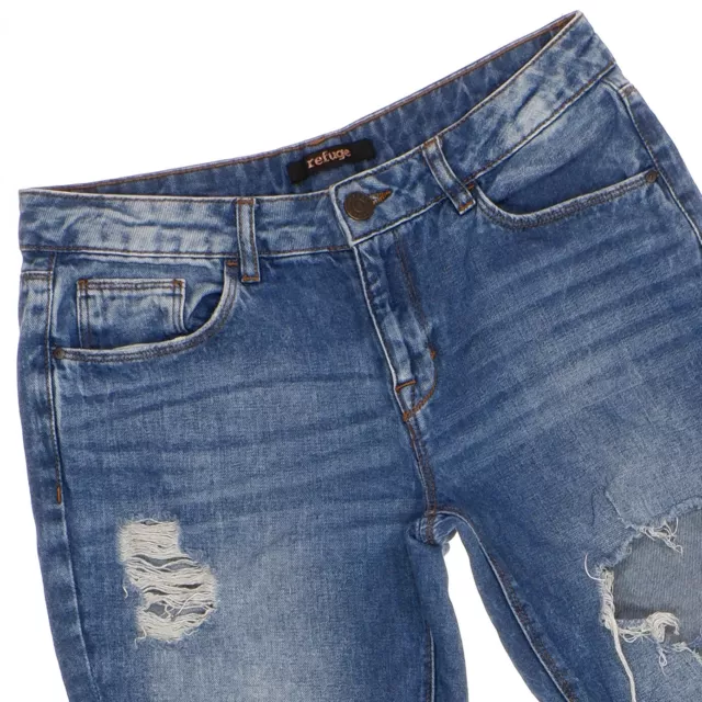 refuge boyfriend jeans womens 4 28x25 destroyed distressed blue denim cotton 2