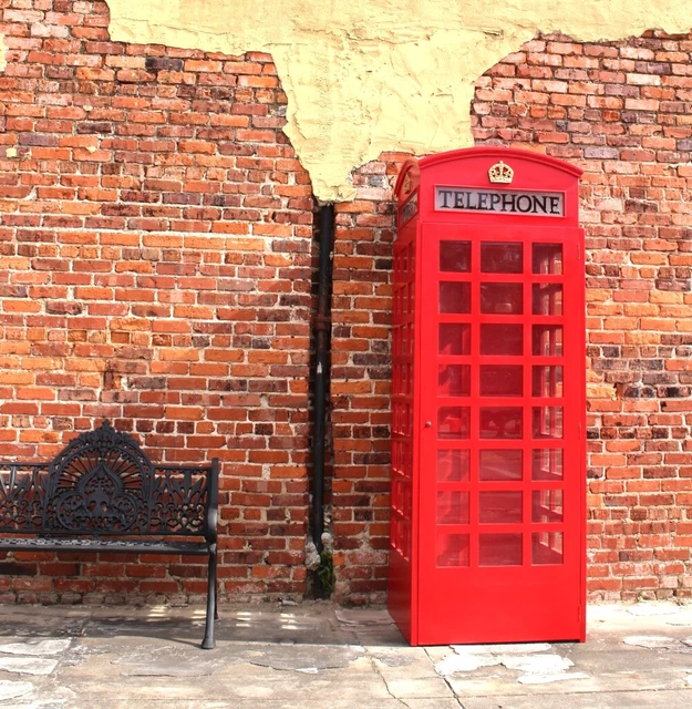 Red Wooden British Telephone Phone Booth or Call Box