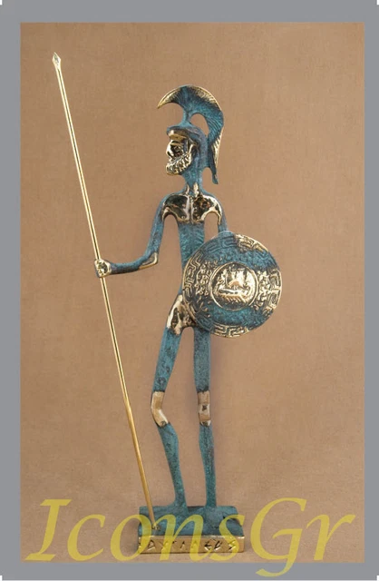 Ancient Greek Bronze Museum Statue Replica of Achilles With Spear & Shield Troy Ancient Greek Bronze Museum Statue Replica of Achilles With Spear & Shield Troy