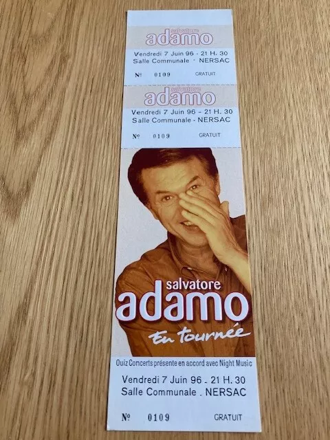 SALVATORE ADAMO, ticket de concert COMPLET 1996/Nersac