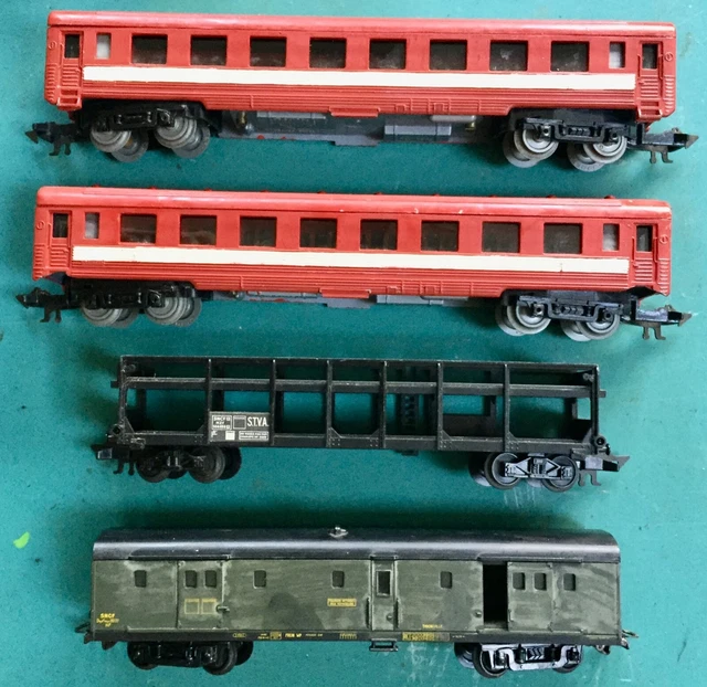 Lot De 4 Wagons Restaurant Capitole Et 2 Wagons Voyageurs - Jouef Et Lima, HO, Bon état