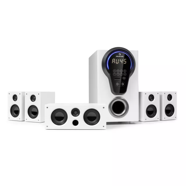 5.1 Surround System Home Cinema Bluetooth Speaker 125W RMS USB SD Remote White