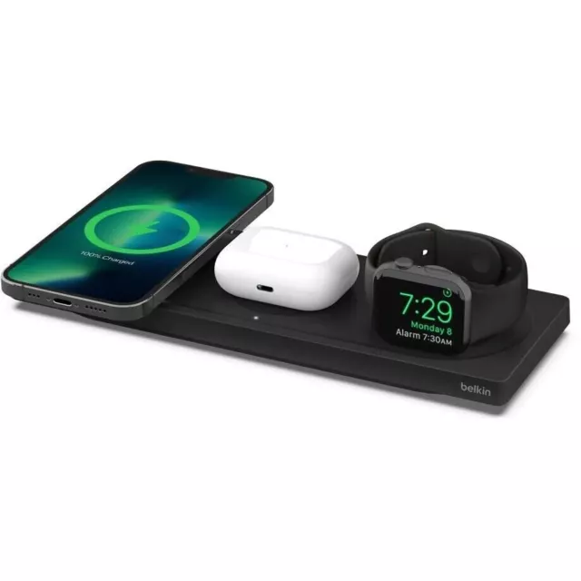 Belkin BoostUp Charge Pro 3-in-1 Wireless Charging Pad with MagSafe (Black) 2