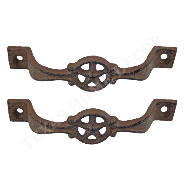 2 Star Handles Cast Iron Antique Style Rustic Barn Gate Drawer Pull Shed Door