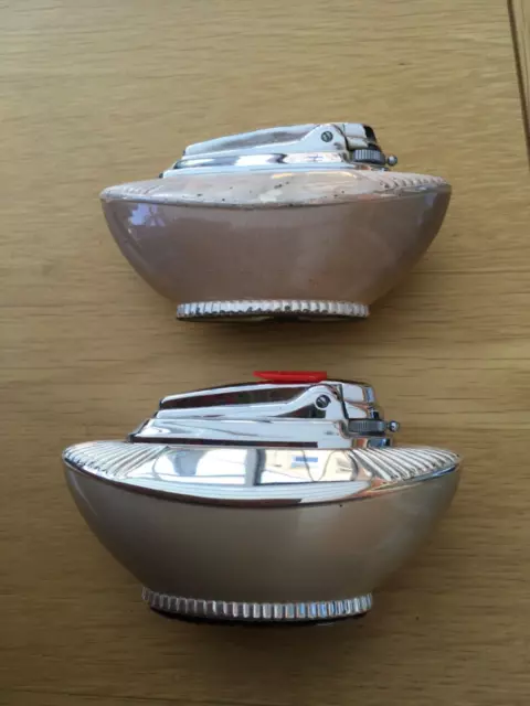 2 Vintage Ronson Gas  Table lighters, not working Spares or repair  #A12