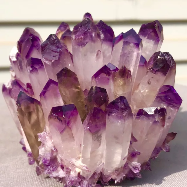 404g    New Find purple Phantom Quartz Crystal Cluster Mineral Specimen Healing