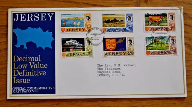 Jersey First Day Cover; February 1971; Decimal Low Value Definitive Issue