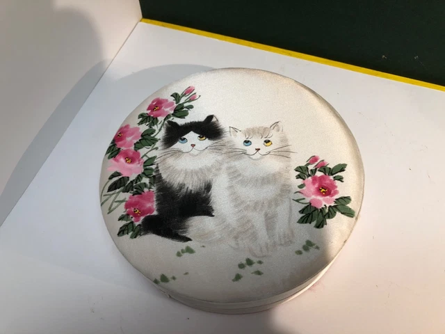 Vintage Nested Silk Jewelry Trinket Treasure Boxes Cats Kittens Tuxedo Persian