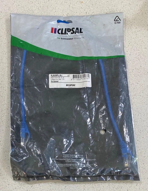 CLIPSAL RJ6/05PL.BU Cat6 RJ45 UTP Patch Cable 0.5M Blue