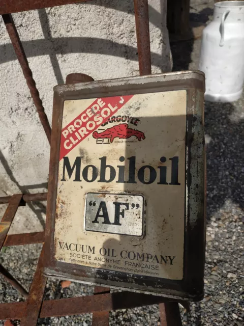 Ancien bidon d'huile / Mobiloil AF Automobilia / Collection / Garage