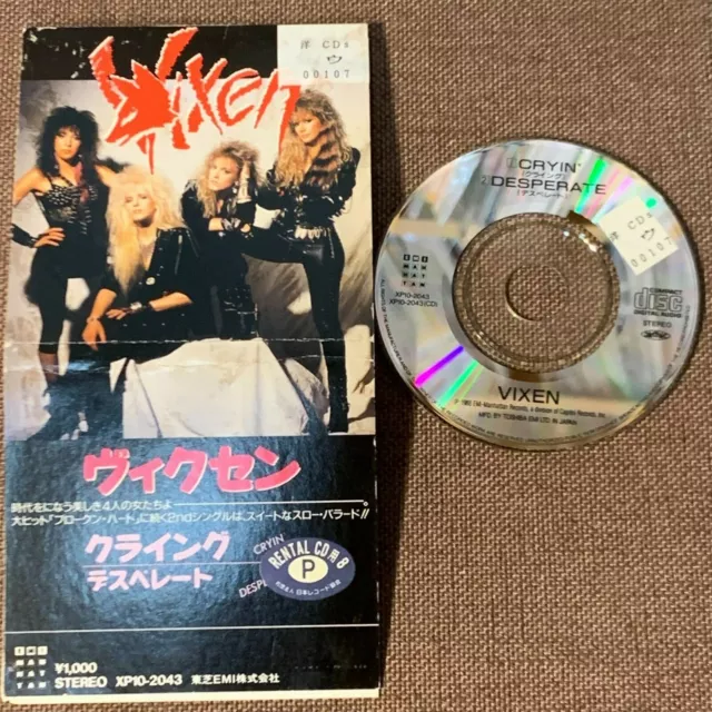 VIXEN Cryin' JAPAN 3" CD SINGLE XP10-2043 former Rental / Snapped / Folded 1988