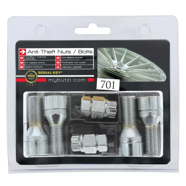 Butzi Chrome Anti Theft Locking Wheel Nut Bolts & 2 Keys Set for Seat Alhambra