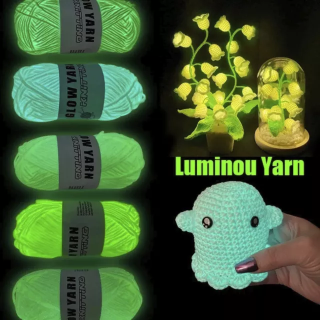 5x Handmade Luminous Chunky Yarn Glow In The Dark Knitting Wool Hand Knitted
