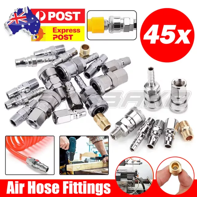 45x Air Hose Fittings Nitto Type Male Female Barb Coupler Compressor Kit Tools O