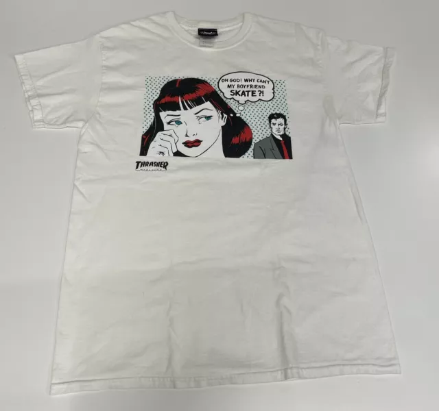 Thrasher  Skater Tee Comic Strip Boyfriend Skate T-shirt Size M