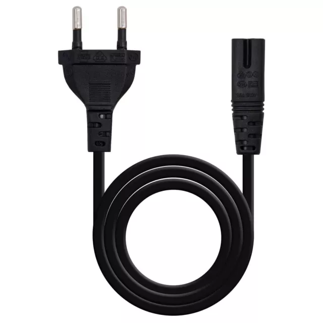 Cable De Alimentación Para Cargadores En Forma De 8 Negro 1.5M