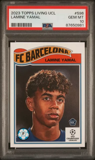 2023 Topps Living Set UCL Lamine Yamal #596 Rookie RC PSA GEM MINT 10 Barcelona